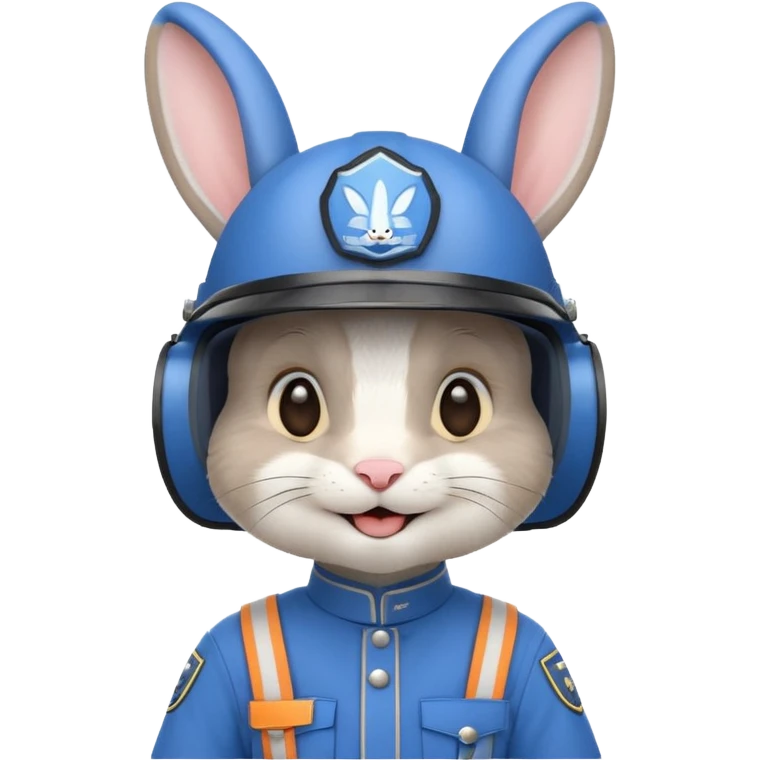 cute Rabbit police, blue uniform including helmet of uniform emoji