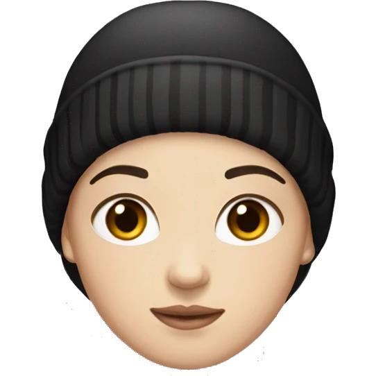 White girl with short black hair wearing a beanie  emoji