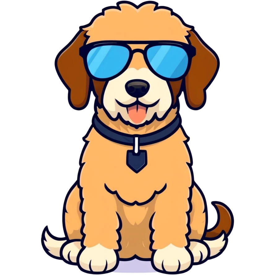 Brown labradoodle with sunglasses  emoji