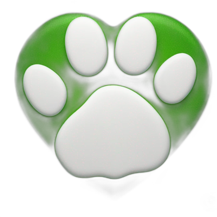 cat paw inside green heart emoji