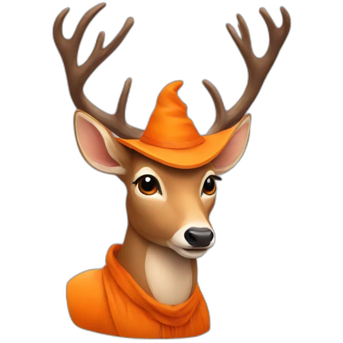 deer in orange witch hat emoji