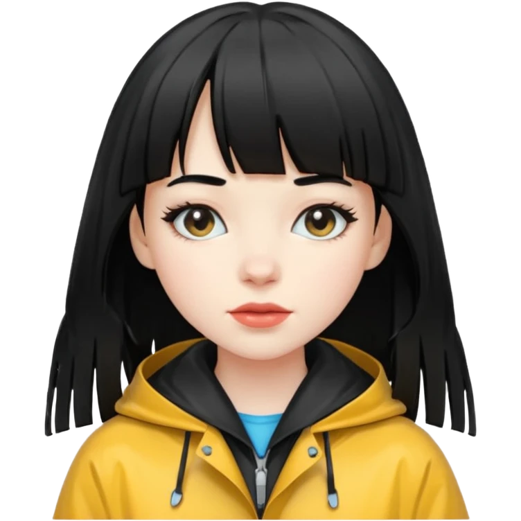 Zunbi na chuva cabelo de franjinha emoji