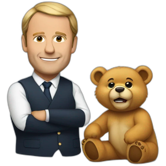 Ourson avec la tête de macron emoji
