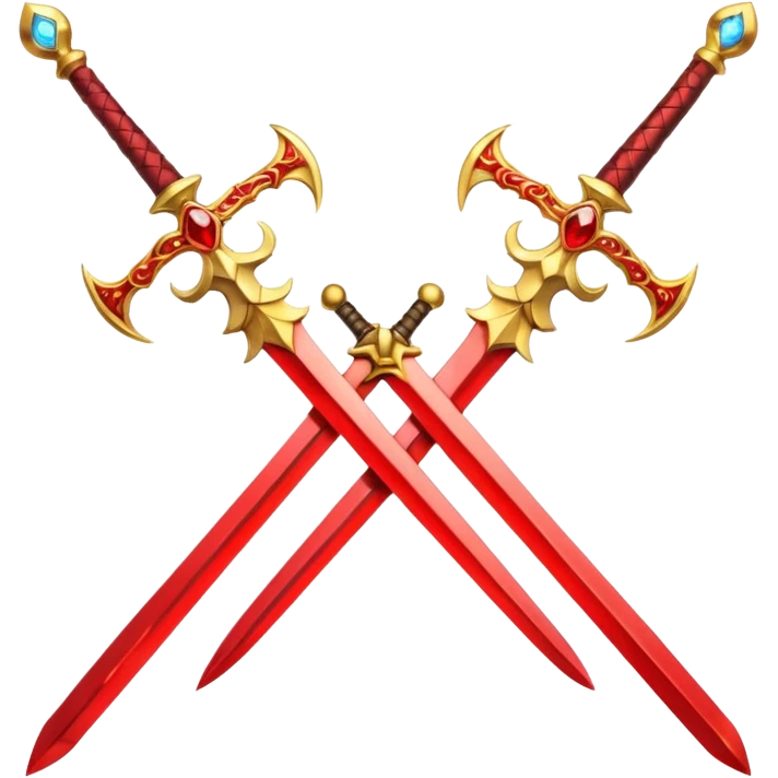 Golden fiery royal two crossed swrods with red gem and golden blade emoji