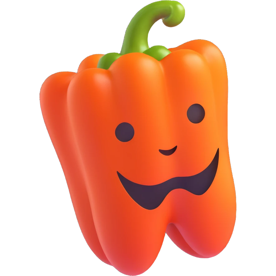 3D emoji style, bell pepper (paprika), three-dimensional and lively, no background emoji