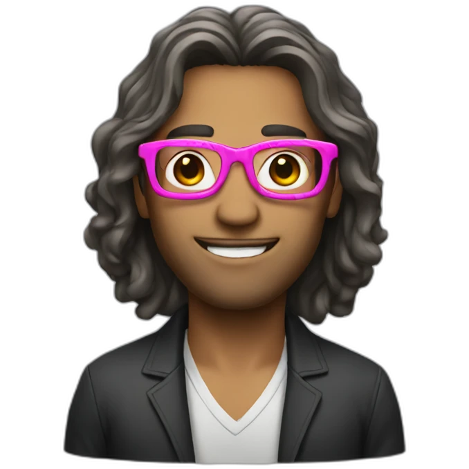 Man with long hair and pink glasses  emoji