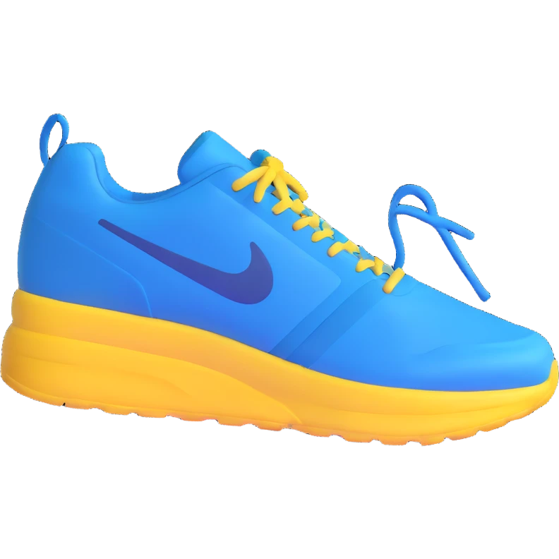 blue running shoe emoji, cartoonish 3D emoji style, white sole, front view emoji