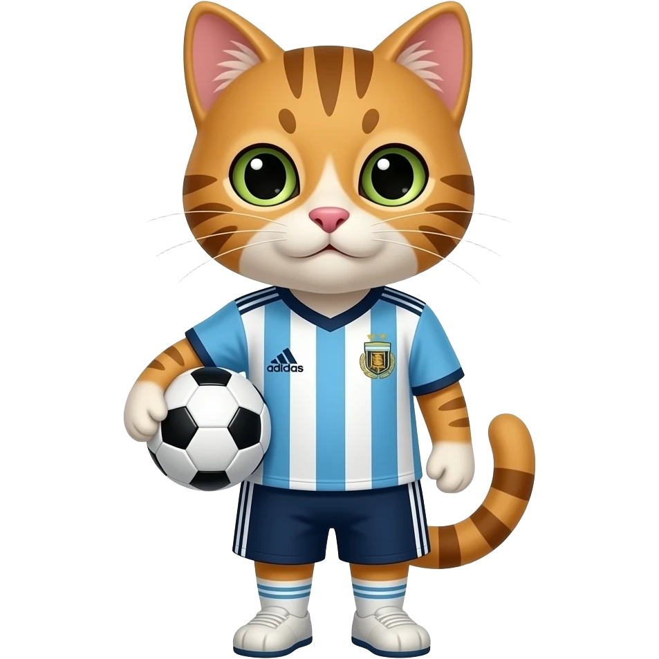 Cat with soccer ball wearing adidas jersey emoji