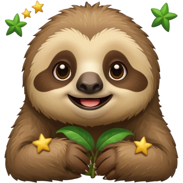 Perezoso que tenga dos  estrellas en los ojos  ósea que los ojos se conviertan en estrella y este sonriendo  tipo bimoji de iPhone pero de perezosos  emoji