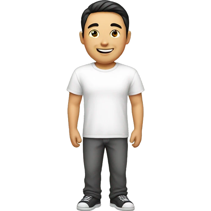 smile,asian man ,chinese, white t-shirt emoji