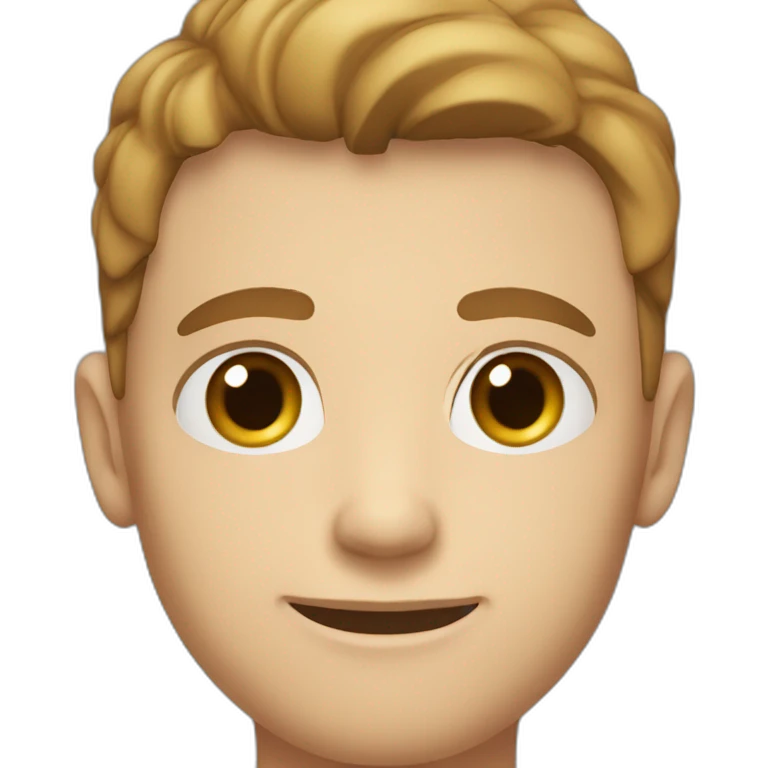 young white male with brown eyes and light brown mustage under nose, wearing red shirt and having brown hair, and no hair around ears emoji