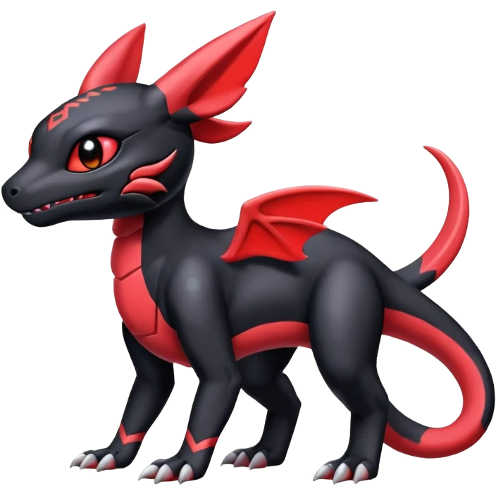 Cute Shiny Guilmon-Salandit-Umbreon-Fakémon-hybrid-creature (full body)  emoji