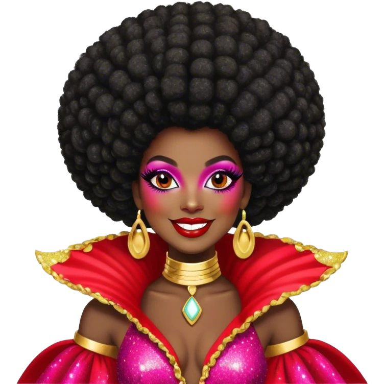 dark skin drag queen with afro emoji