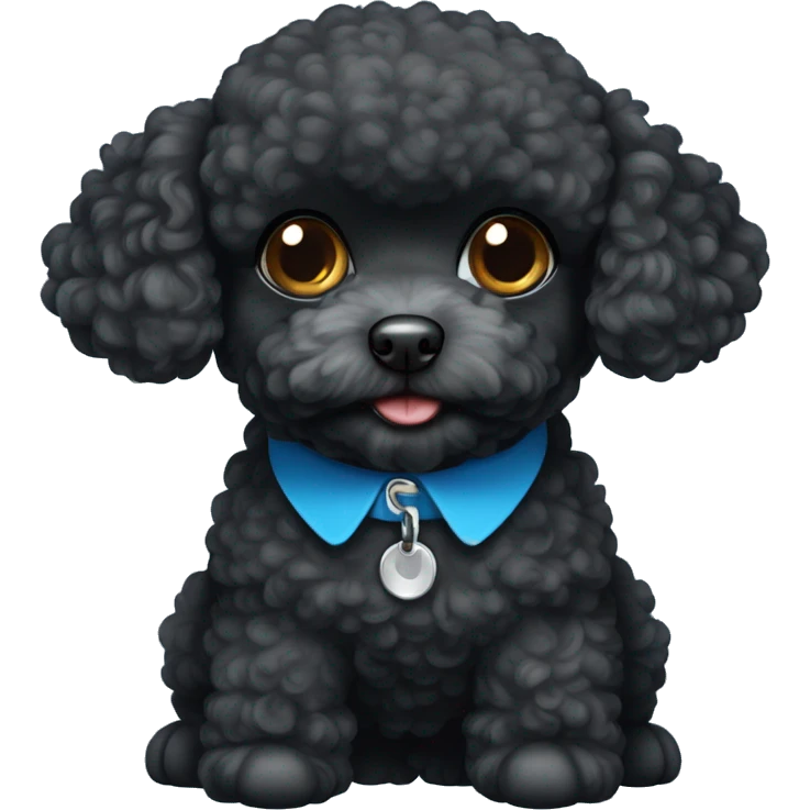 Black toy poodle with blue collar emoji