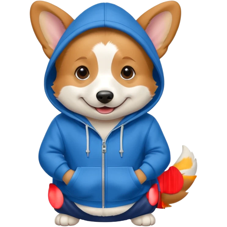 A corgi wearing a hoodie  emoji