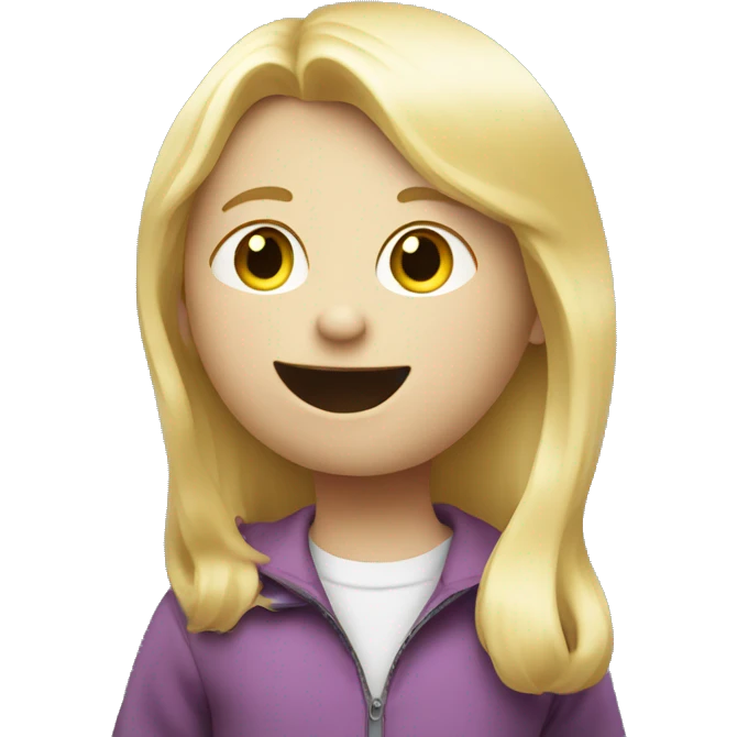 talking blond child with two speech bubbles near emoji