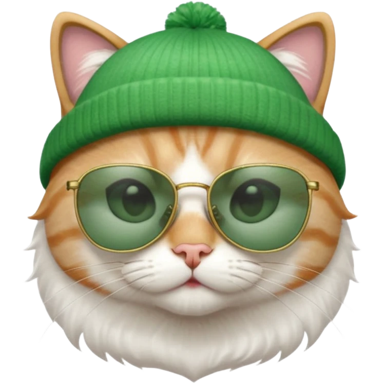 cat wearing a green beanie and ray ban sunglasses emoji