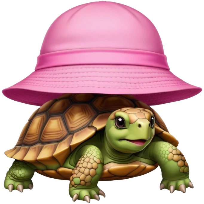 Tortoise wearing pink sun hat  emoji