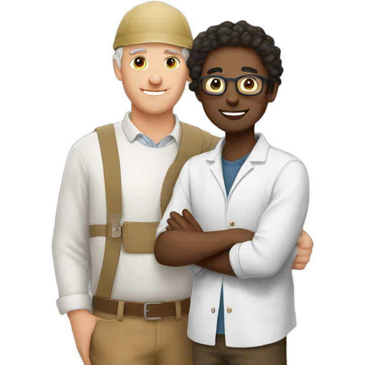 White Farmer and white student working together emoji