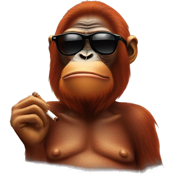 Orangutan in sunglasses smoking cigar emoji