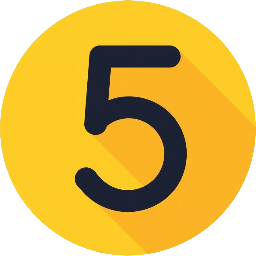 Number 5 on a yellow volumetric background emoji