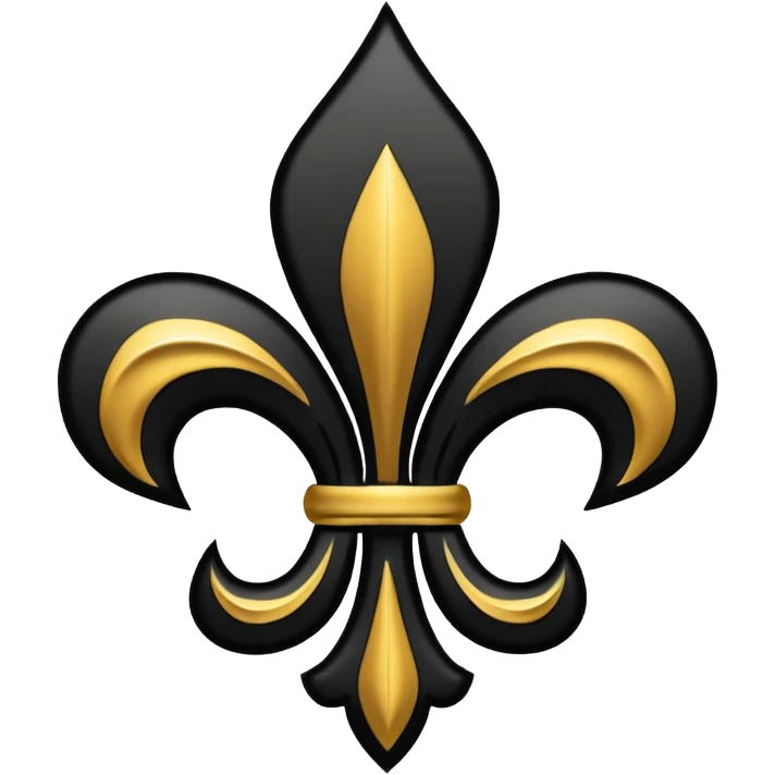 black Louisiana state outline with a gold fleur di lis emoji
