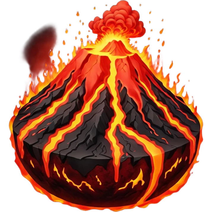 planet, surface covered in lava and volcano emoji