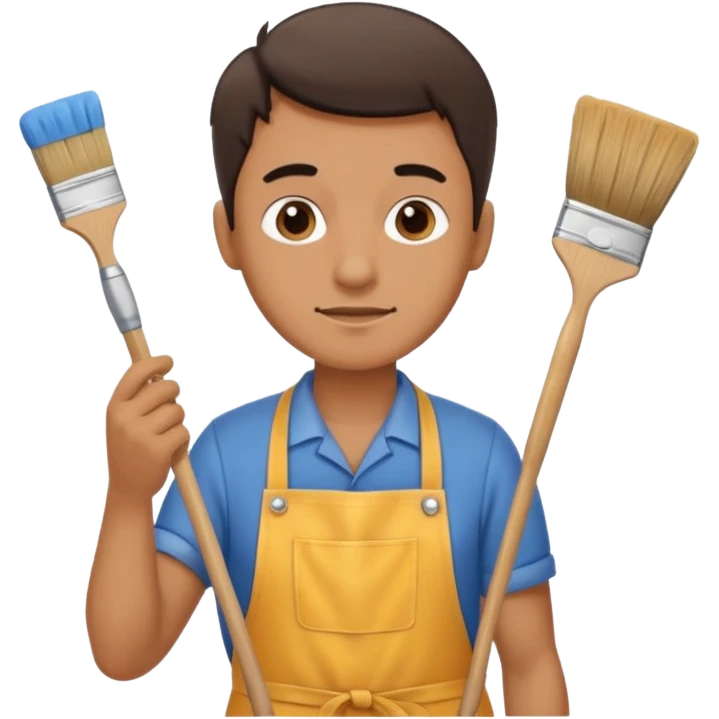 Man in apron cleaning brush emoji