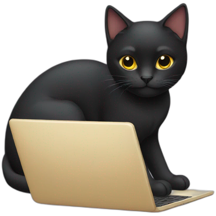 black cat using laptop emoji