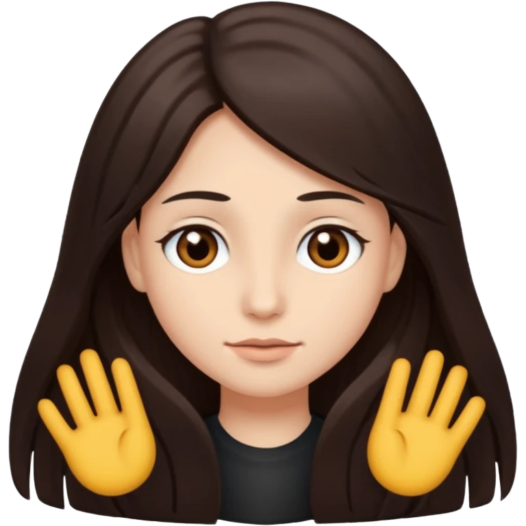 cabelo grande ,castanho escuro, pele clara, olhos castanhos,  emoji