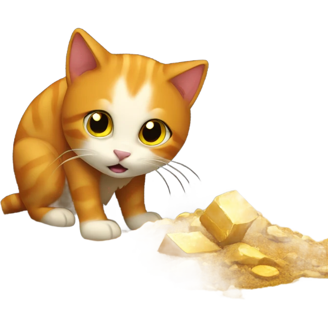 Ginger Cat digging for gold in the mine emoji