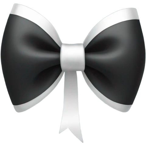 black bow with a silver heart bow in the center emoji