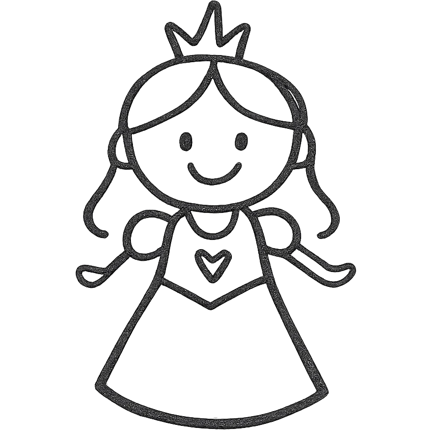 princess character, hand drawn outline style emoji