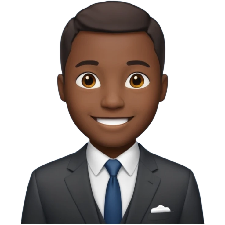 black man short hait with suit emoji