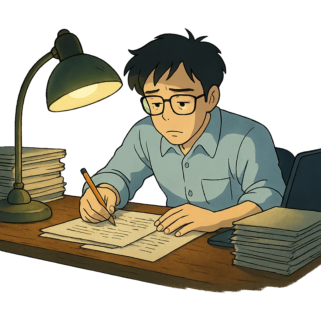 man working overtime at night emoji