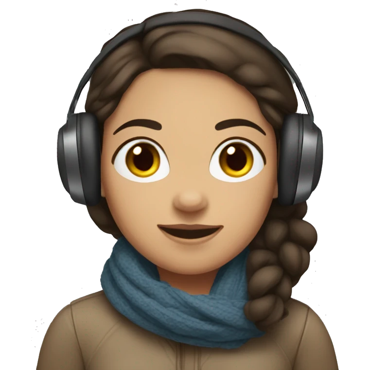 tan girl with dark brown hair earmuffs and scarf emoji