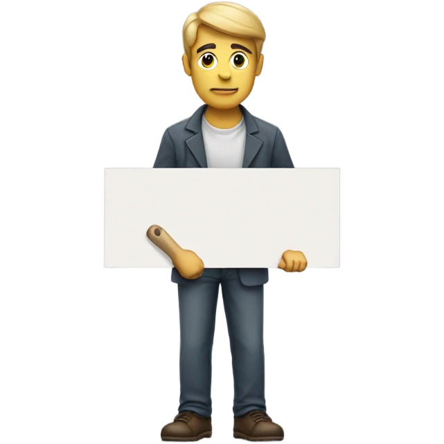 man holding placard on stick emoji