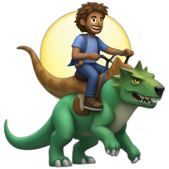 A werewolf riding on a dinosaur emoji