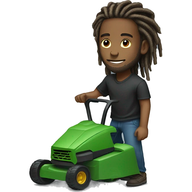 Light brown skin  man with dreads on law mower emoji