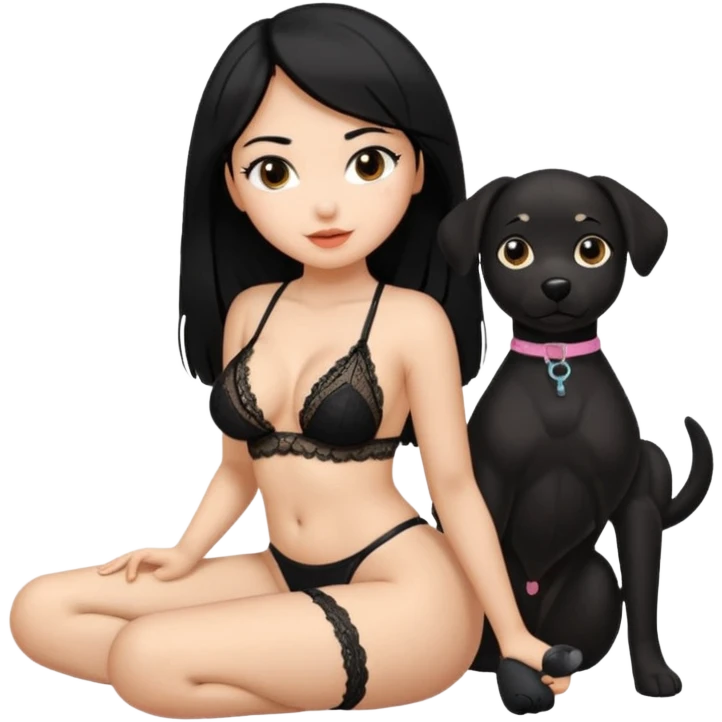Black hair Latina girl sitting a sex toy naked doggy style sex emoji