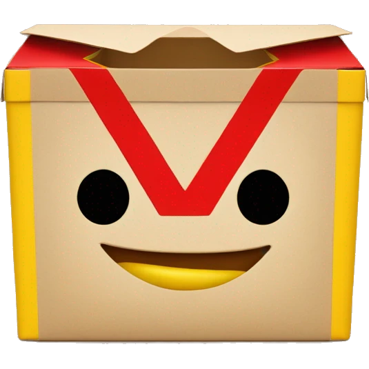red happy meal box with the letter M in the middle yellow emoji