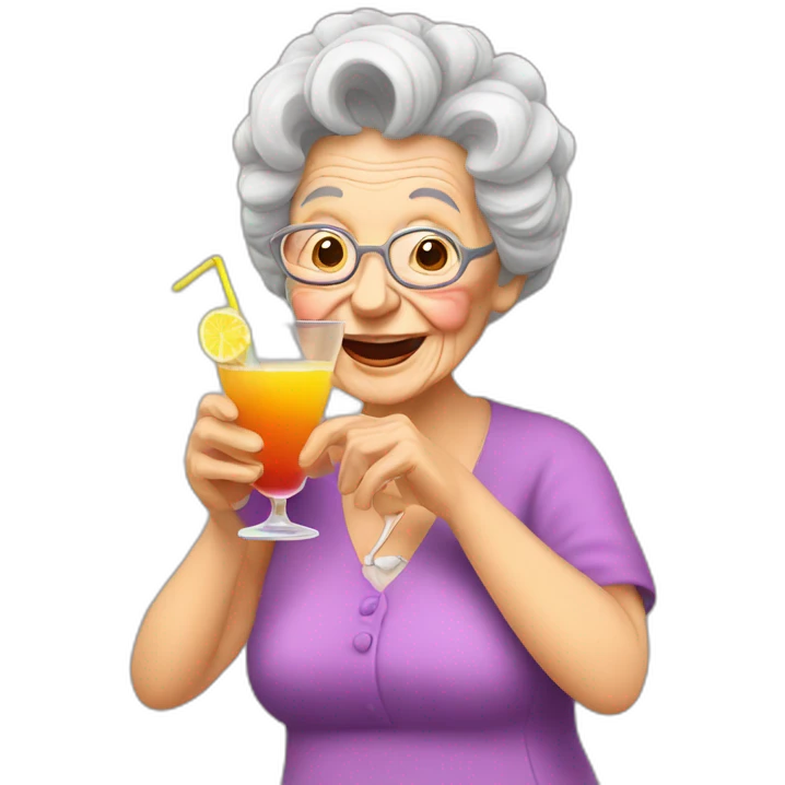 granny drink many coctail emoji
