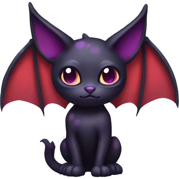 Cute cool dark black red purple bat cat Fakemon full body emoji