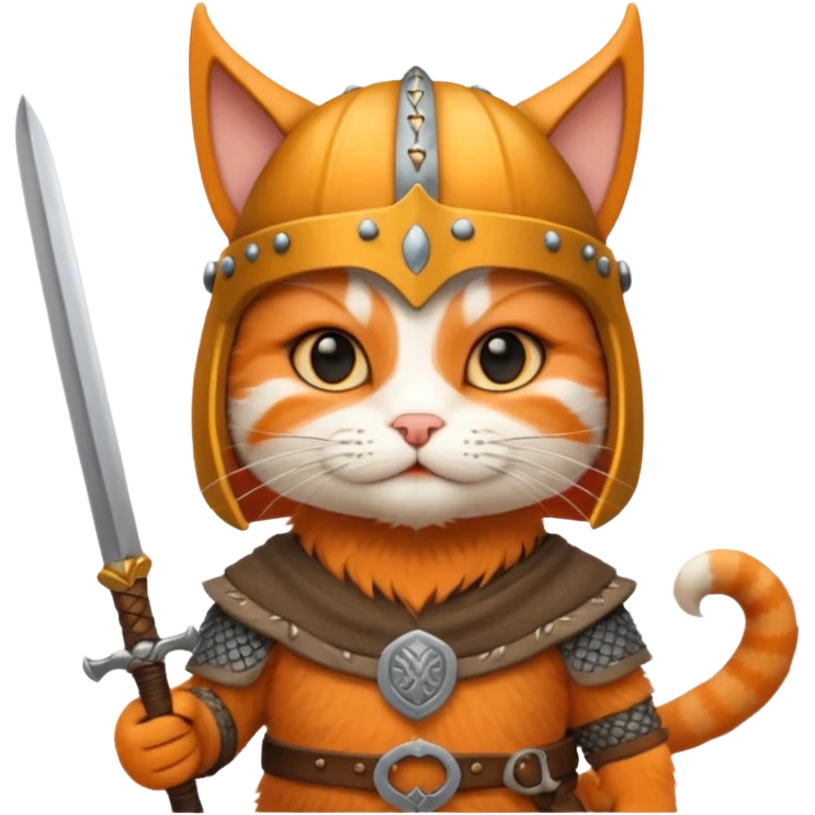 Viking Cat in viking hat holding tiny sword emoji