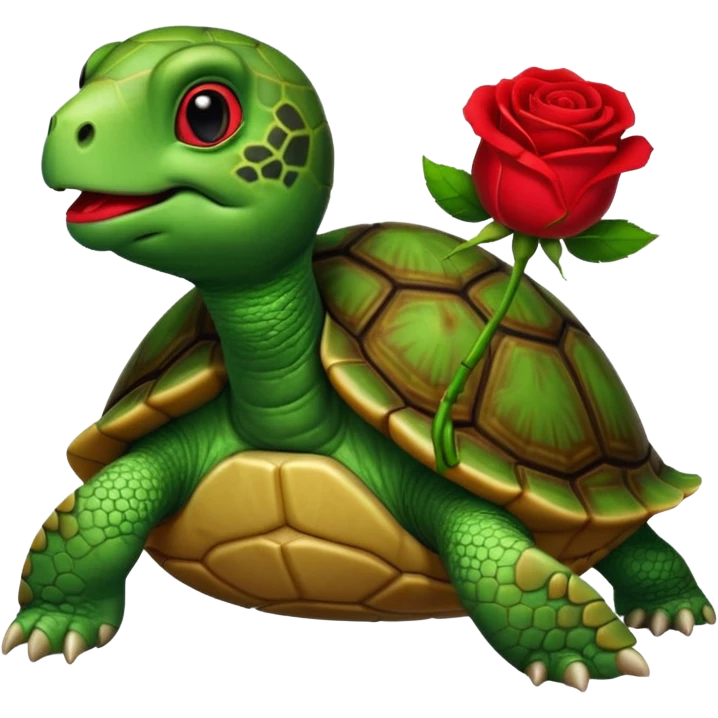 سلحفاة تحمل وردة في فمها emoji