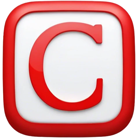 white letter C placed in a red square, brighter red and more rounded square emoji