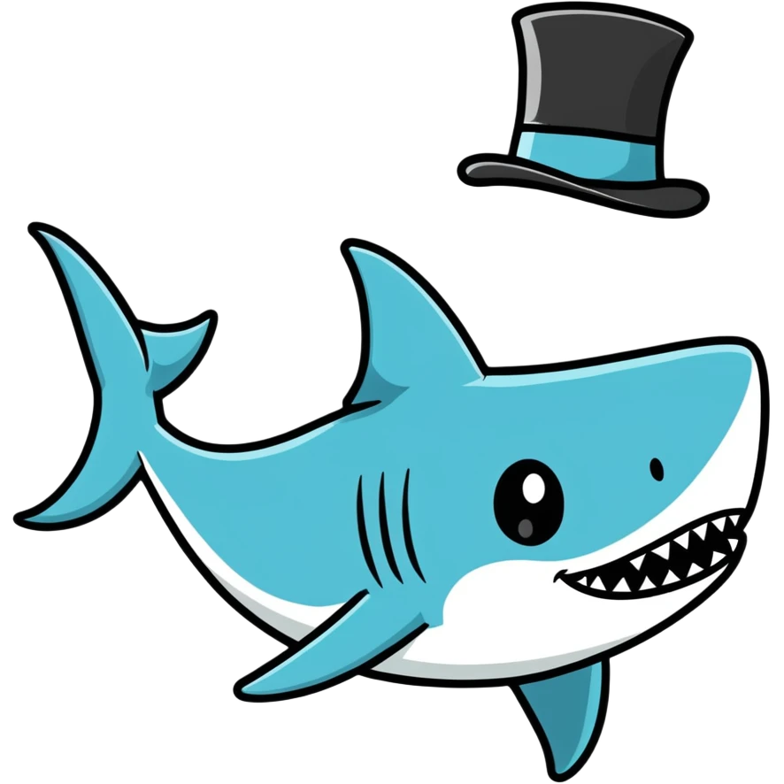 Shark with a top hat emoji