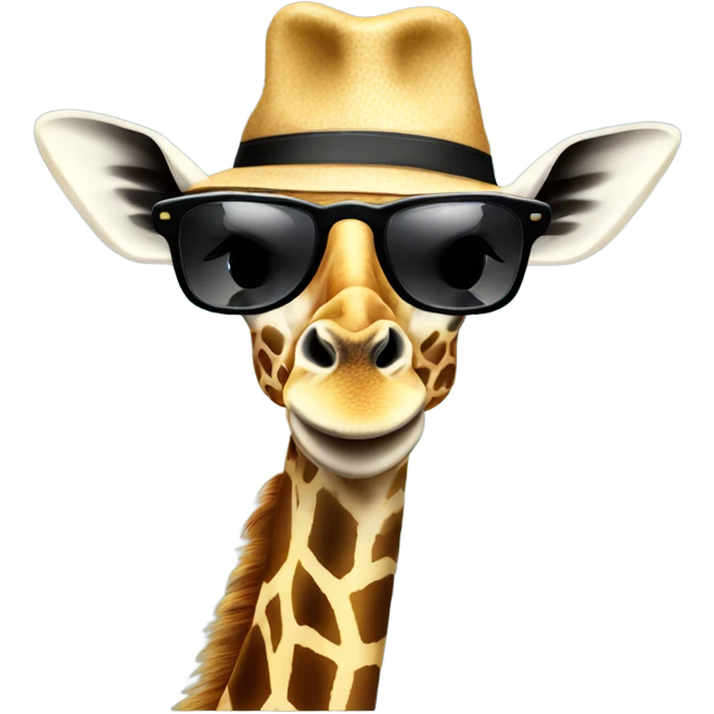Giraffes with sunglasses and brim hat emoji
