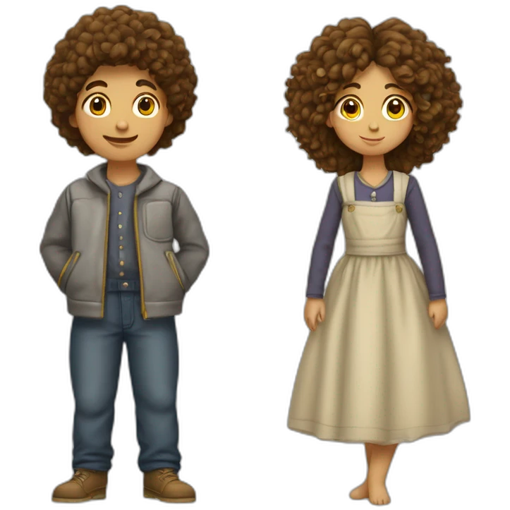 garçon au cheveux bouclés et fille au cheveux longs emoji
