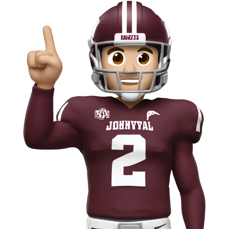 Johnny manziel in a Texas a&m maroon uniform holding up one thumb  emoji